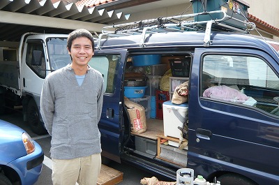 うどん職人の車の中です。